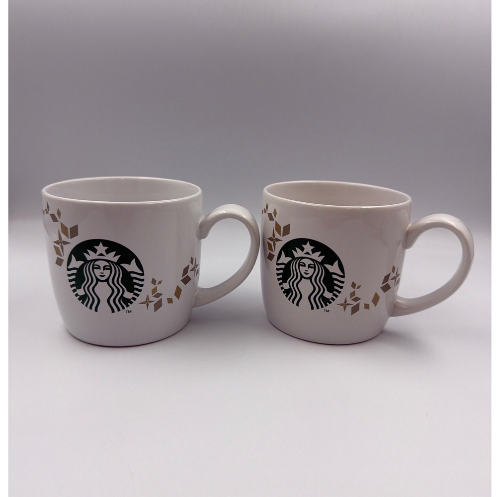 Lot of 2 Starbucks 2013 Holiday Collection Mermaid Siren White Coffee Mugs 14oz